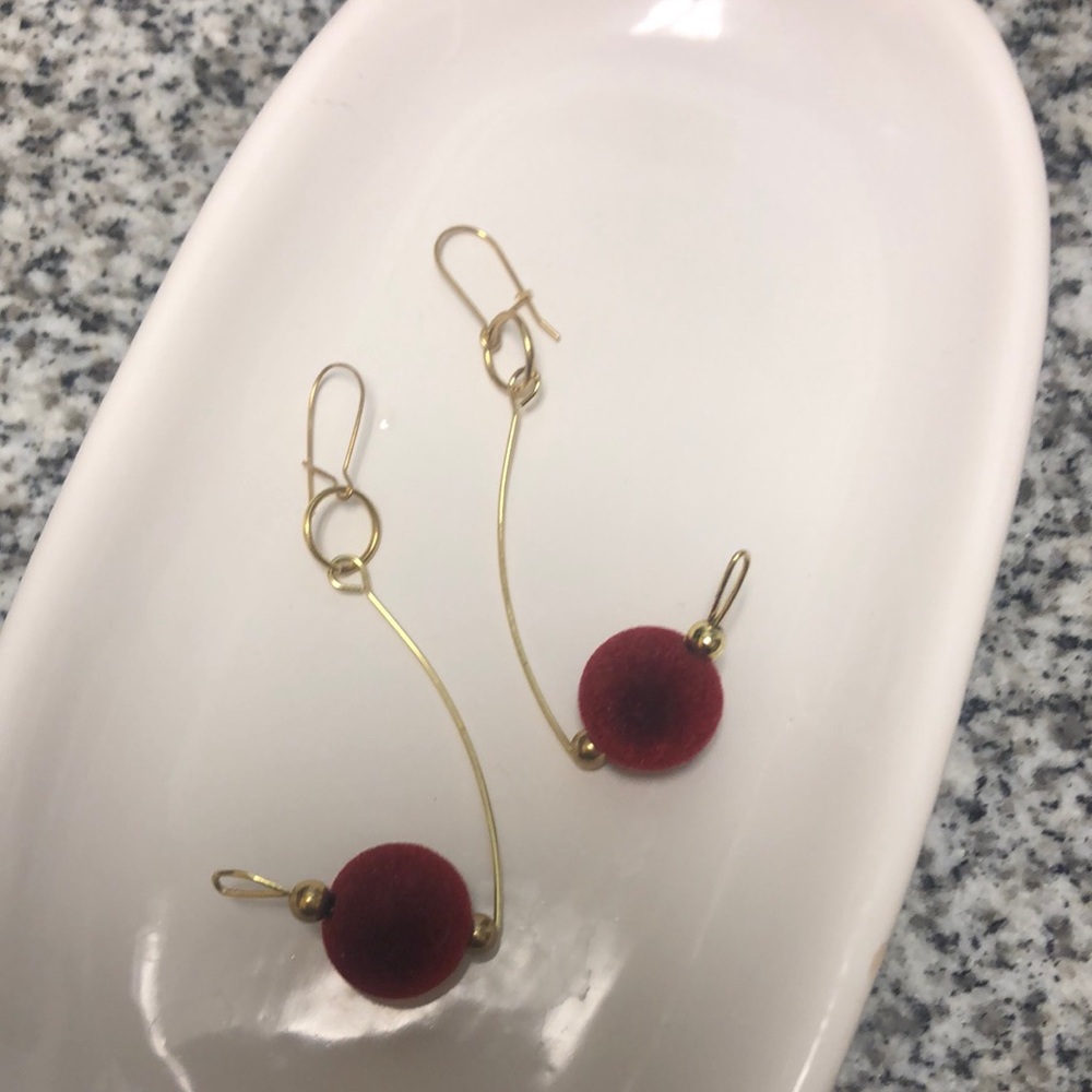 Gothic Red Velvet Ball Earrings